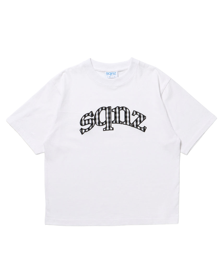 ※WEB限定 / ギンガムチェックワッペン半袖T / sqnz gingham applique tee ホワイト