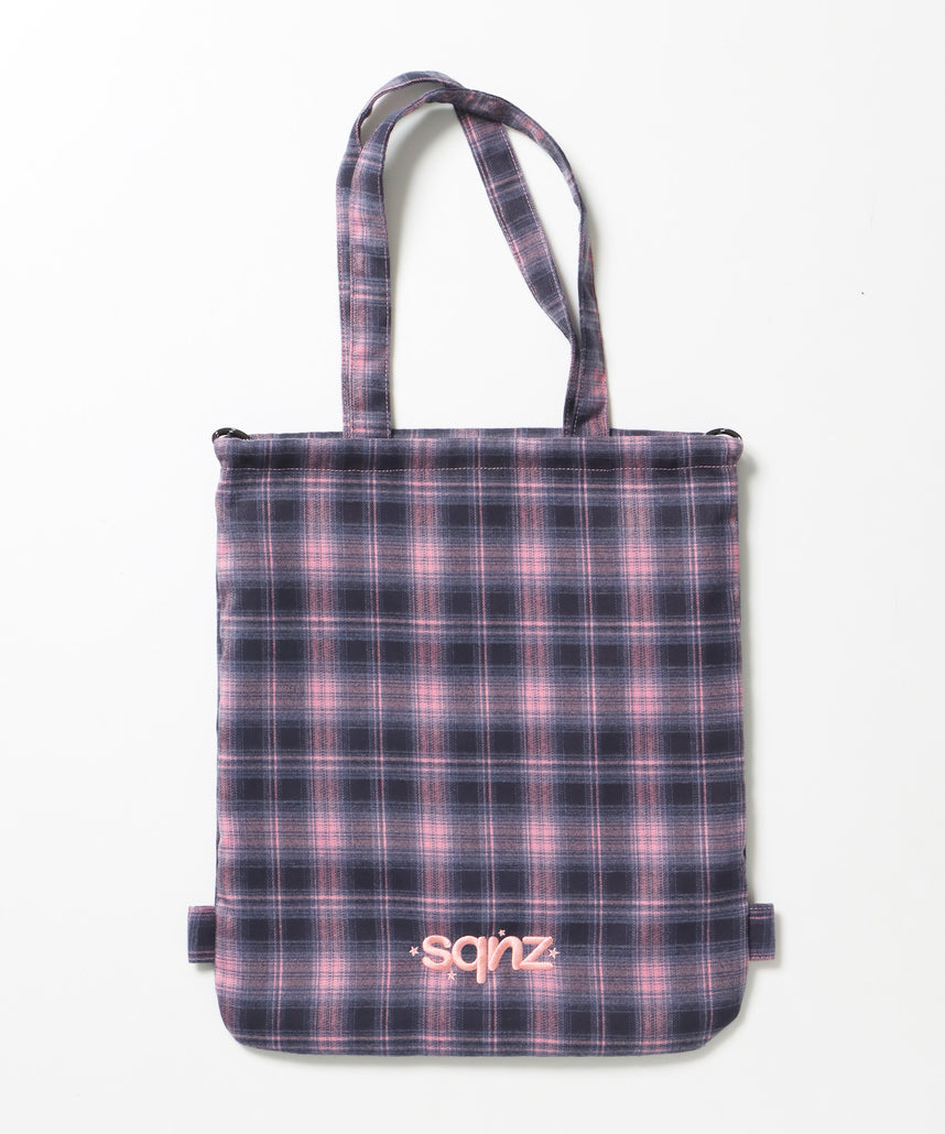 ≪予約商品≫sqnz dairy 2way knapsack / ナップサック トートバック 2WAY  チェック ピンク
