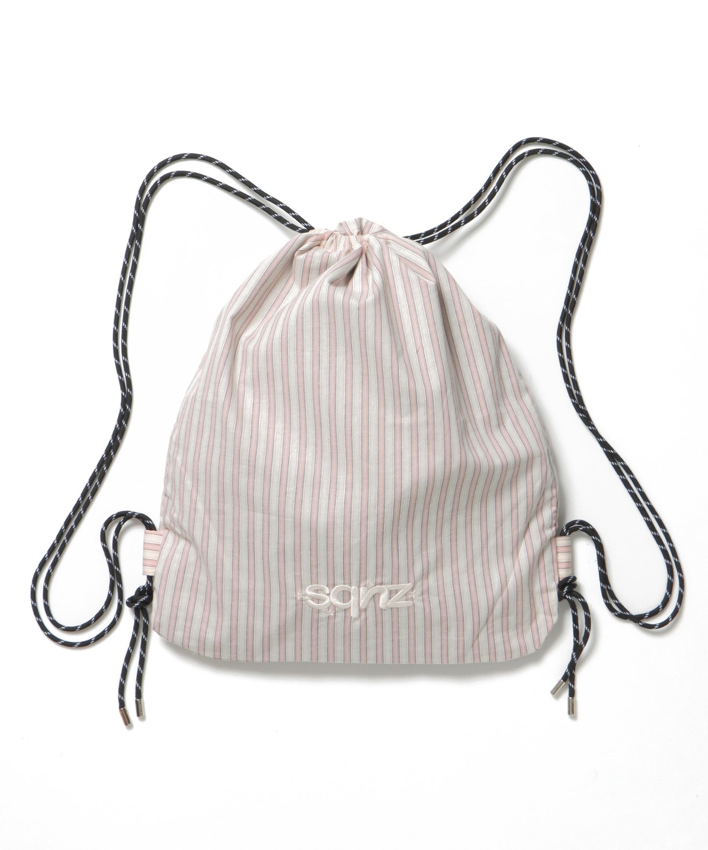 sqnz dairy 2way knapsack / ナップサック バック 2WAY ブランドロゴ チェック ストライプ ライトピンク