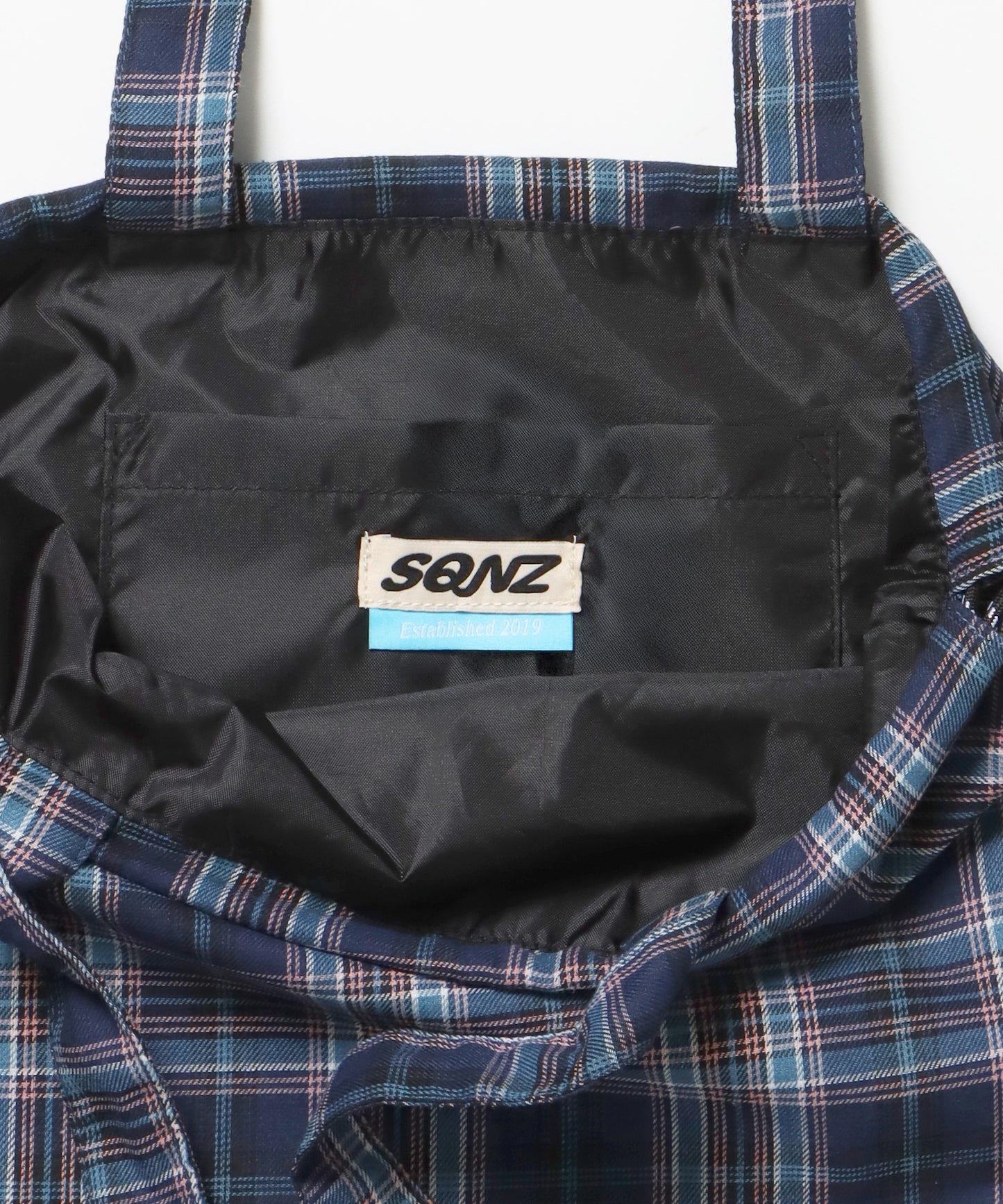 sqnz dairy 2way knapsack / ナップサック バック 2WAY ブランドロゴ チェック ストライプ ネイビー