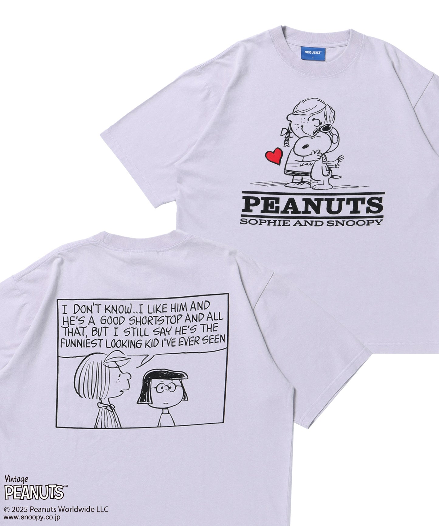 TP VINTAGE HEARTFUL S/S TEE / スヌーピー ピーナッツ Tシャツ 半袖 クルーネック ラベンダー