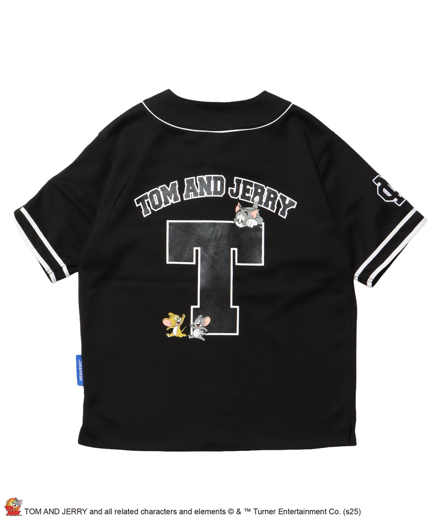 TJ TROBLE MAKER BASEBALL SHIRTS / トムとジェリー シャツ 半袖 ワッペン 刺繍 ワンポイント ブラック