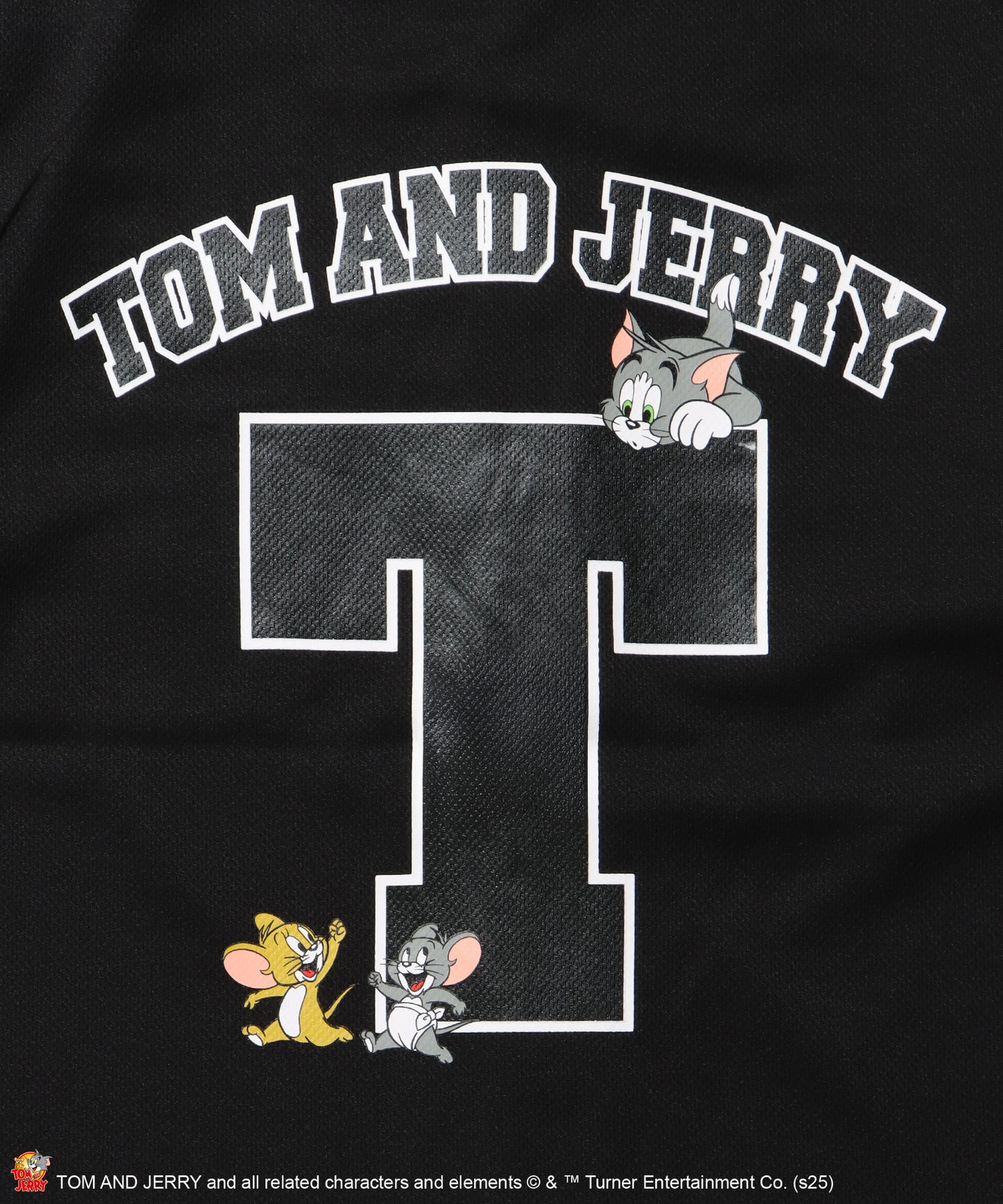 TJ TROBLE MAKER BASEBALL SHIRTS / トムとジェリー シャツ 半袖 ワッペン 刺繍 ワンポイント ブラック