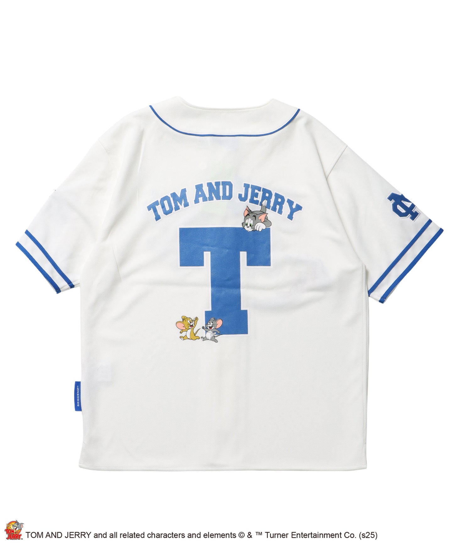TJ TROBLE MAKER BASEBALL SHIRTS / トムとジェリー シャツ 半袖 ワッペン 刺繍 ワンポイント ホワイト