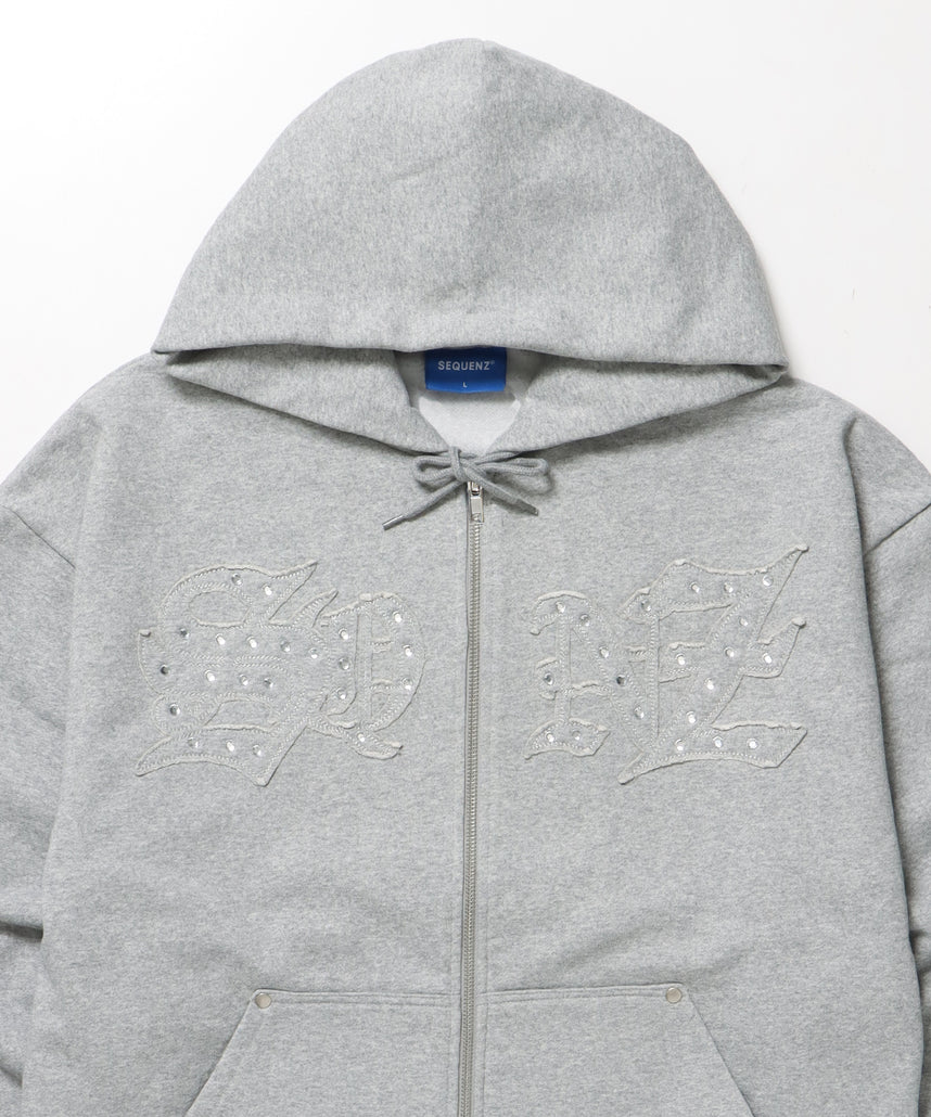 SEQUENZ（シークエンズ）】APPLIQUE STONE FADE ZIP P/K