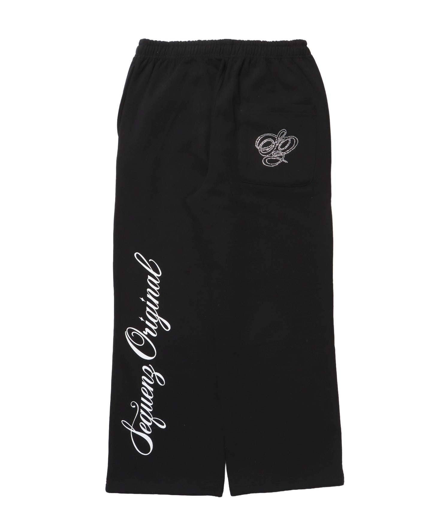 CROSS RHINE STONE SWEAT PANTS / ラインストーン クロス スウェットパンツ ドローコード 裏起毛 【セットアップ】 ブラック
