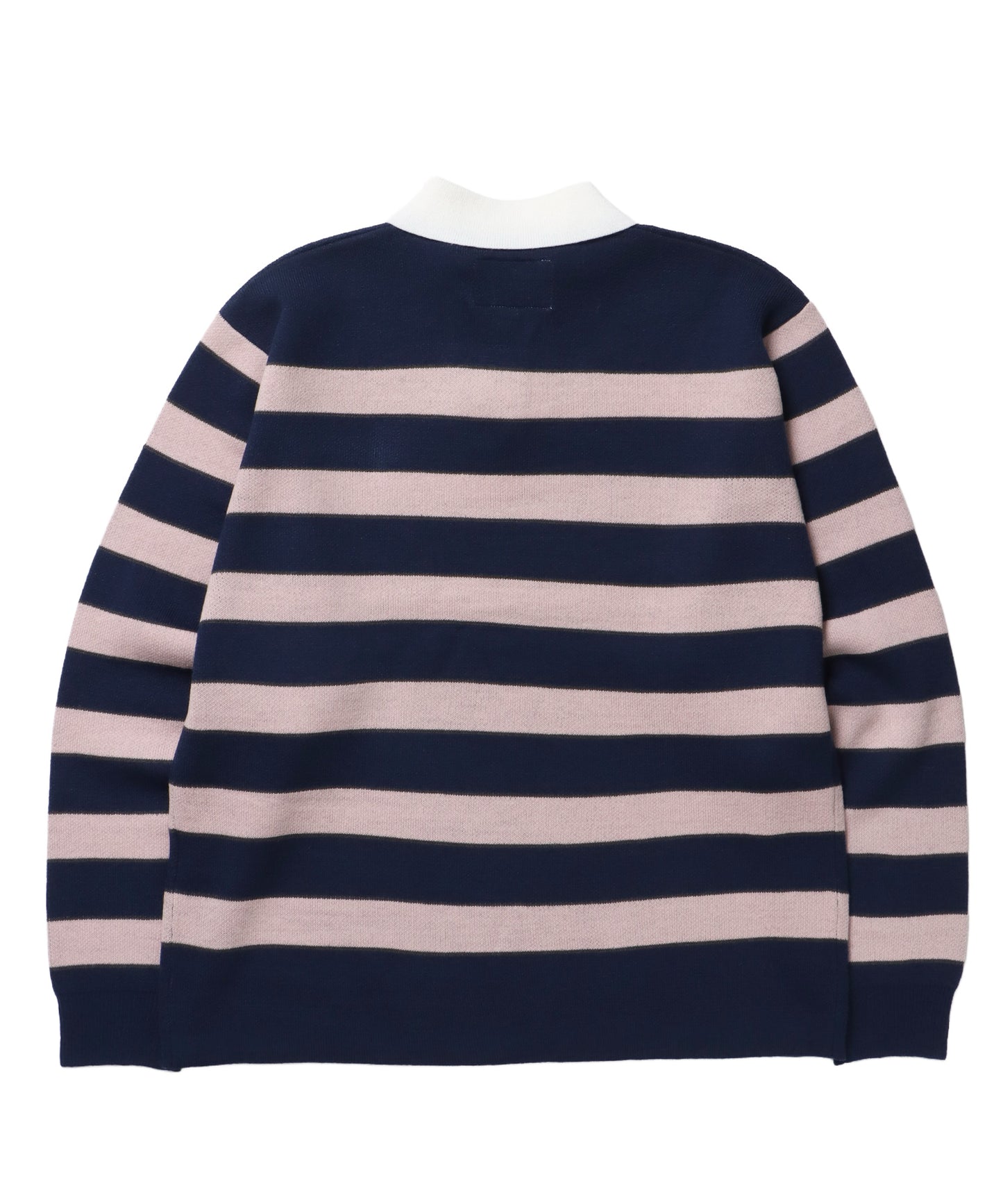 sqnz border knit / ボーダー ニット スキッパー 織ネーム ワンポイント ネイビー