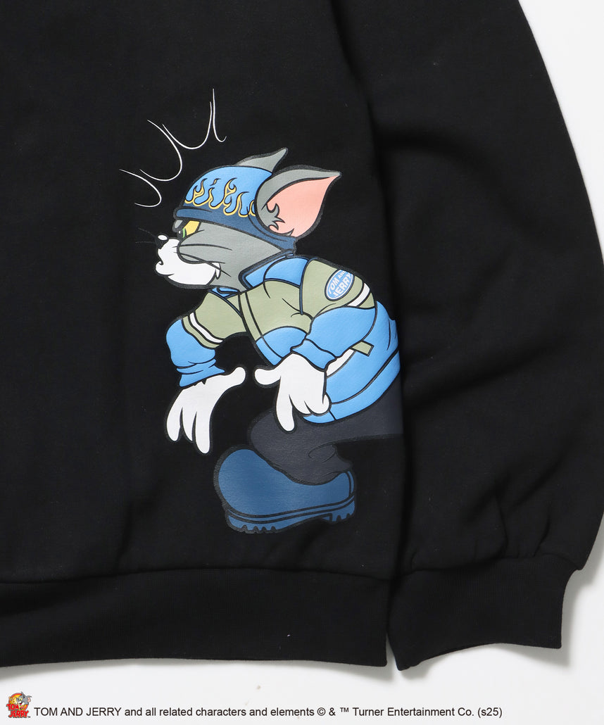 TJ O.G LOGO ZIP PK / トムとジェリー パーカー ジップ 刺繍 プリント ワッペン ブラック