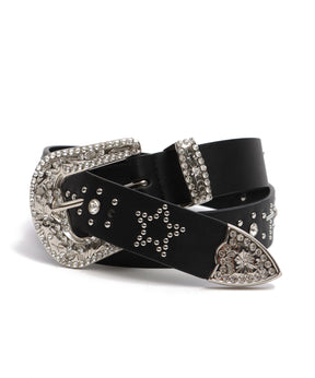 SEQUENZ RHINE STONE BELT LADIES / ベルト スタッズ ストーン リアルツリー レオパード レディース 雑貨 ブラック