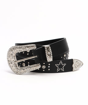 SEQUENZ RHINE STONE BELT MEN / ベルト スタッズ ストーン リアルツリー レオパード メンズ 雑貨 ブラック
