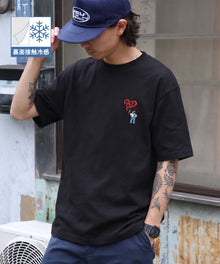 GORILLA EMB COOL TEE / Tシャツ 接触冷感 半袖 クルーネック ワンポイント 刺繍 ワンポイント ブラック