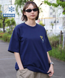 GORILLA EMB COOL TEE / Tシャツ 接触冷感 半袖 クルーネック ワンポイント 刺繍 ワンポイント ネイビー