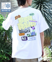 OVERLAP COOL TEE / Tシャツ 接触冷感 半袖 クルーネック ワンポイント 刺繍 ワンポイント ホワイト