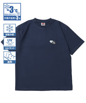 COOLER GORILLA EMB TEE / 接触冷感 オーバーサイズ 半袖 Tシャツ クルーネック 刺繍 ワンポイント プリント ユニセックス ネイビー
