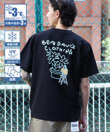 COOLER FLOWER TEE /半袖 接触冷感 オーバーサイズ クルーネック プリント ユニセックス ドロップショルダー ブラック