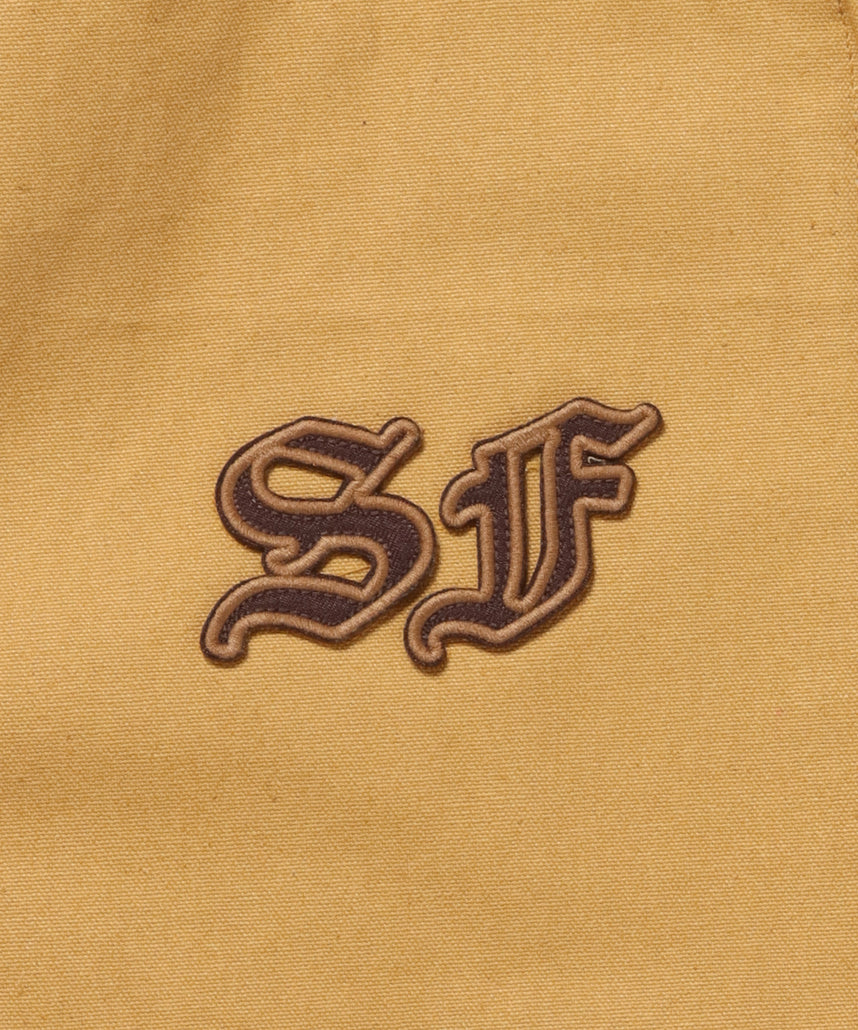 MECHANIC EMB RIBBED JACKET / ワーク ジャケット 刺繍 ジャケット ダック アウター ベージュ