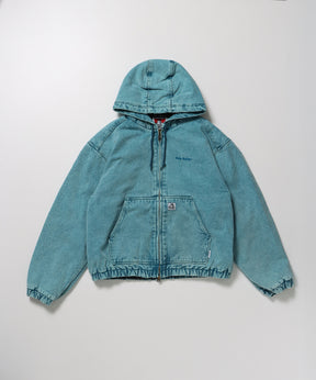 WORKERS PARKA / ジップパーカー フーディ 中綿 キルト ワークジャケット ダブルジップ ターコイズブルー