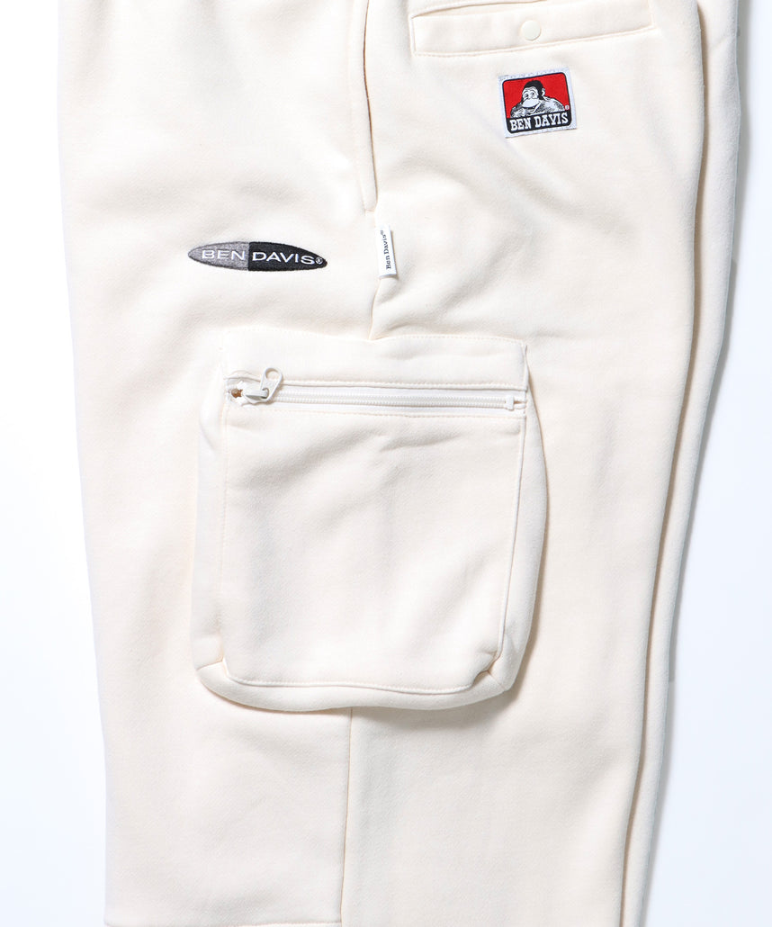 CARGO POCKET SWEATPANTS / ワイドシルエット ドローコード 刺繍 シティガール シティボーイ 裏起毛 オフホワイト