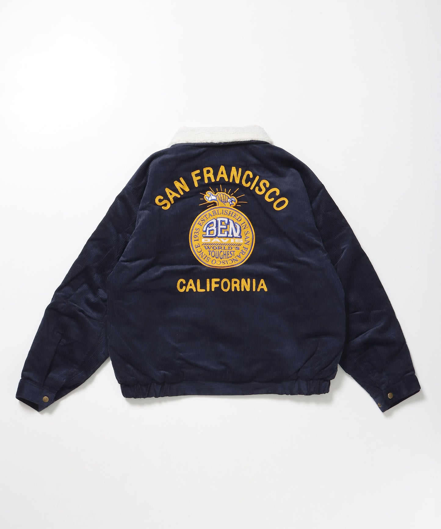REMOVAL BOA COLLAR CORD JACKET /ジャケット ボア 刺繍 ワッペン スイングトップ ネイビー
