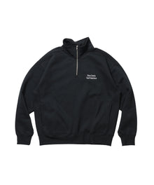 BD SWEAT HALF ZIP / スウェット ハーフジップ ワンポイント刺繍 裏起毛 サイドポケット ユニセックス ブラック