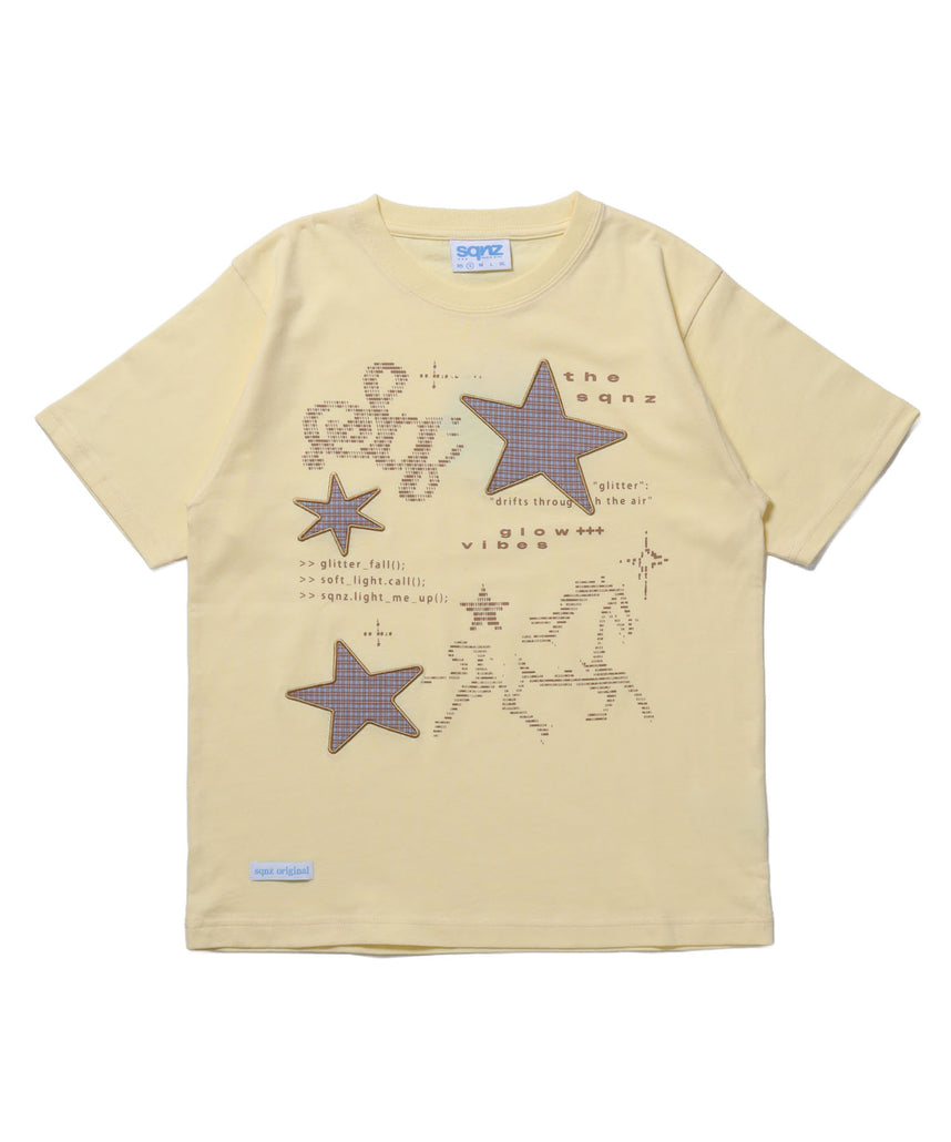 アトリエgg★Tシャツ2枚セット18&19ハーフ★ピンクレモンイエロー袖ワッペン WEB限定 / ワッペン×チェック / モチーフデザイン半袖Tシャツ / sqnz