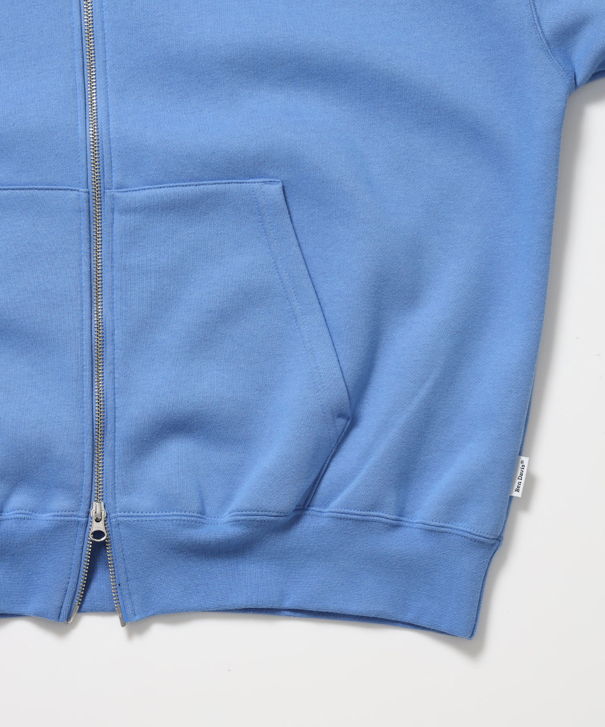 BD SWEAT ZIP HOODIE / スウェットパーカー Wジップ フーディ ワンポイント刺繍 裏起毛 ユニセックス スカイブルー