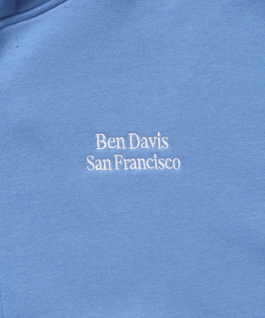 BD SWEAT ZIP HOODIE / スウェットパーカー Wジップ フーディ ワンポイント刺繍 裏起毛 ユニセックス スカイブルー