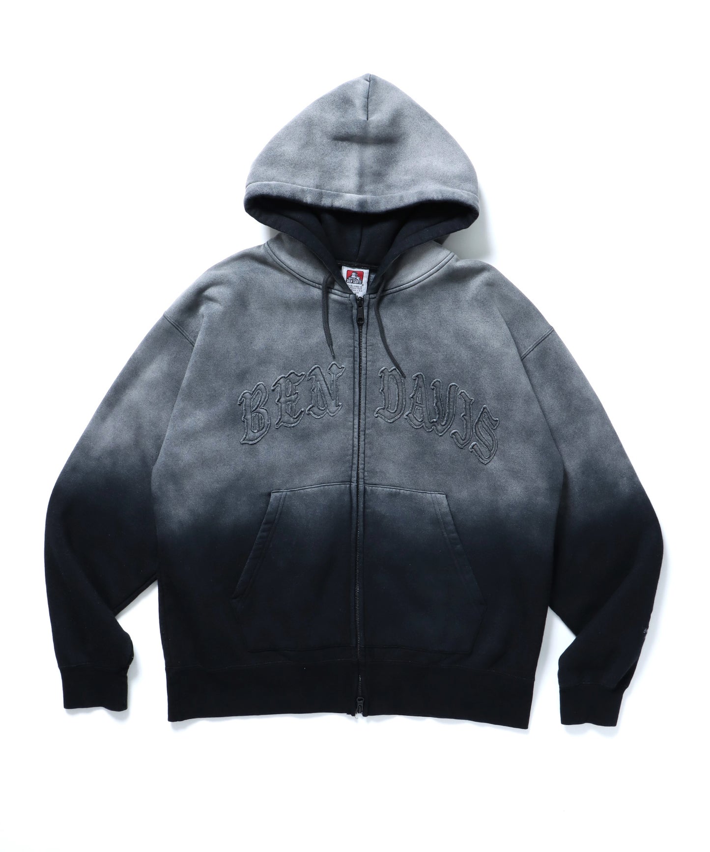 LETTERS FADED ZIP HOODIE / オーバーサイズ 裏起毛 パーカー ジップ フード ヴィンテージライク ブラック系