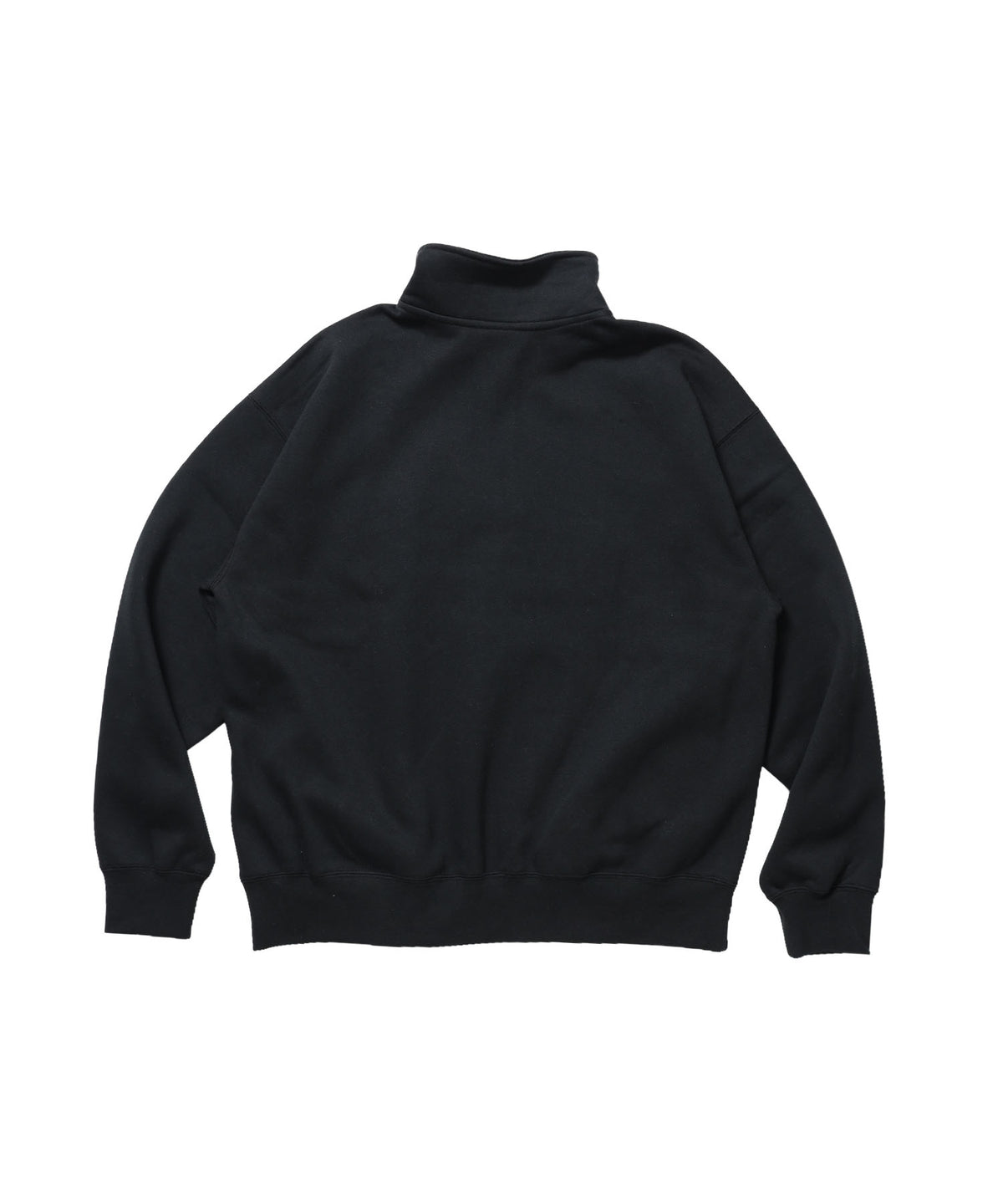 BD SWEAT HALF ZIP / スウェット ハーフジップ ワンポイント刺繍 裏起毛 サイドポケット ユニセックス ブラック