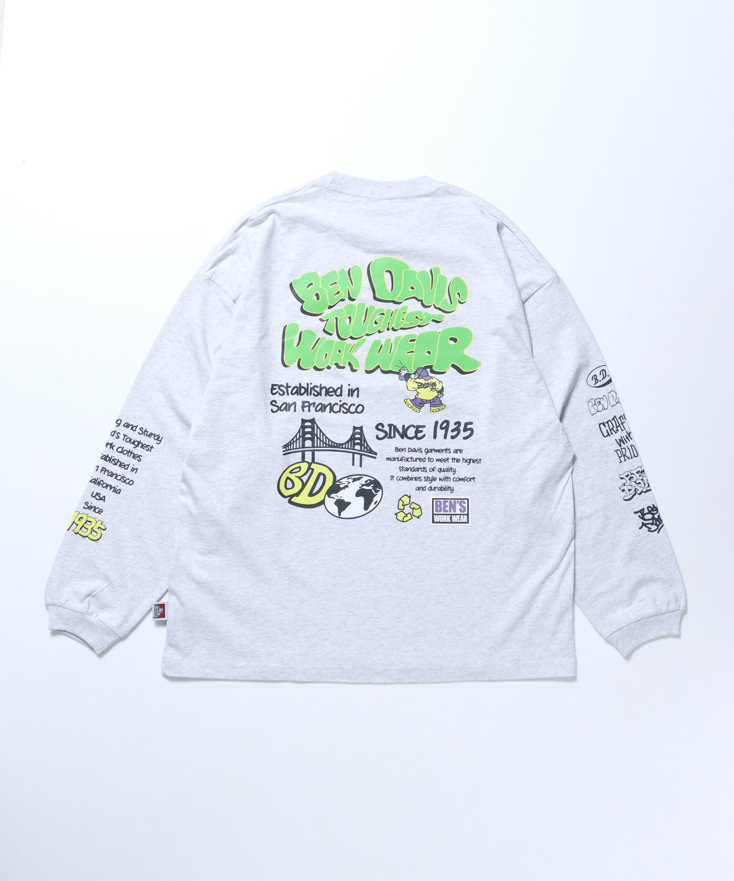 BUBBLE LETTERS L/S TEE WIDE / ワイドシルエット 袖プリント ロンT 長袖 アッシュグレー