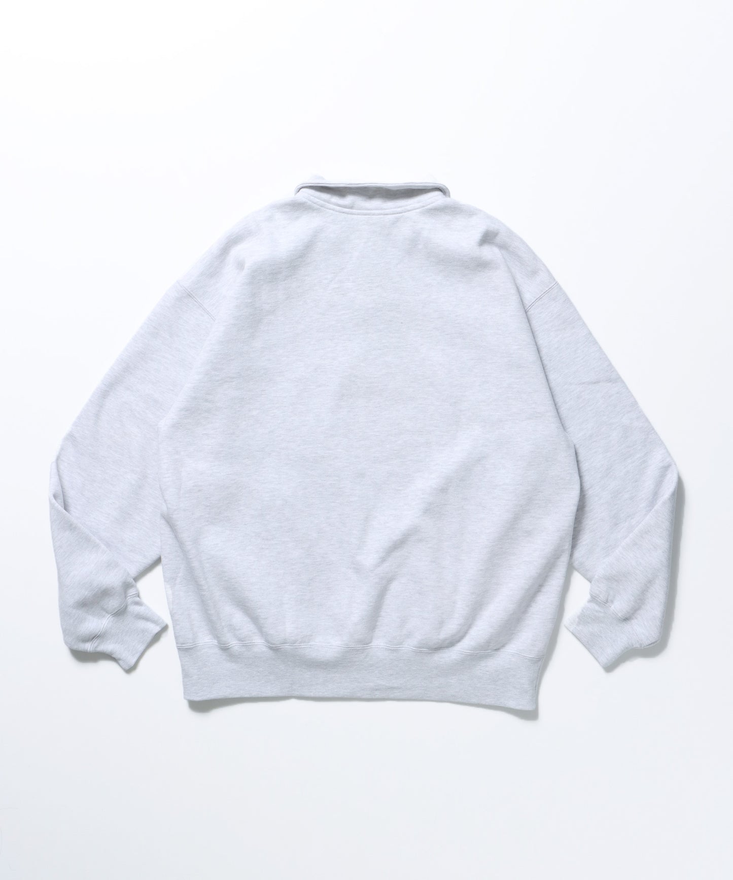 HEAVY SWEAT HALF ZIP / 刺繍 オーバーサイズ ワンポイント シンプル ヘビーウエイト 裏起毛 アッシュグレー