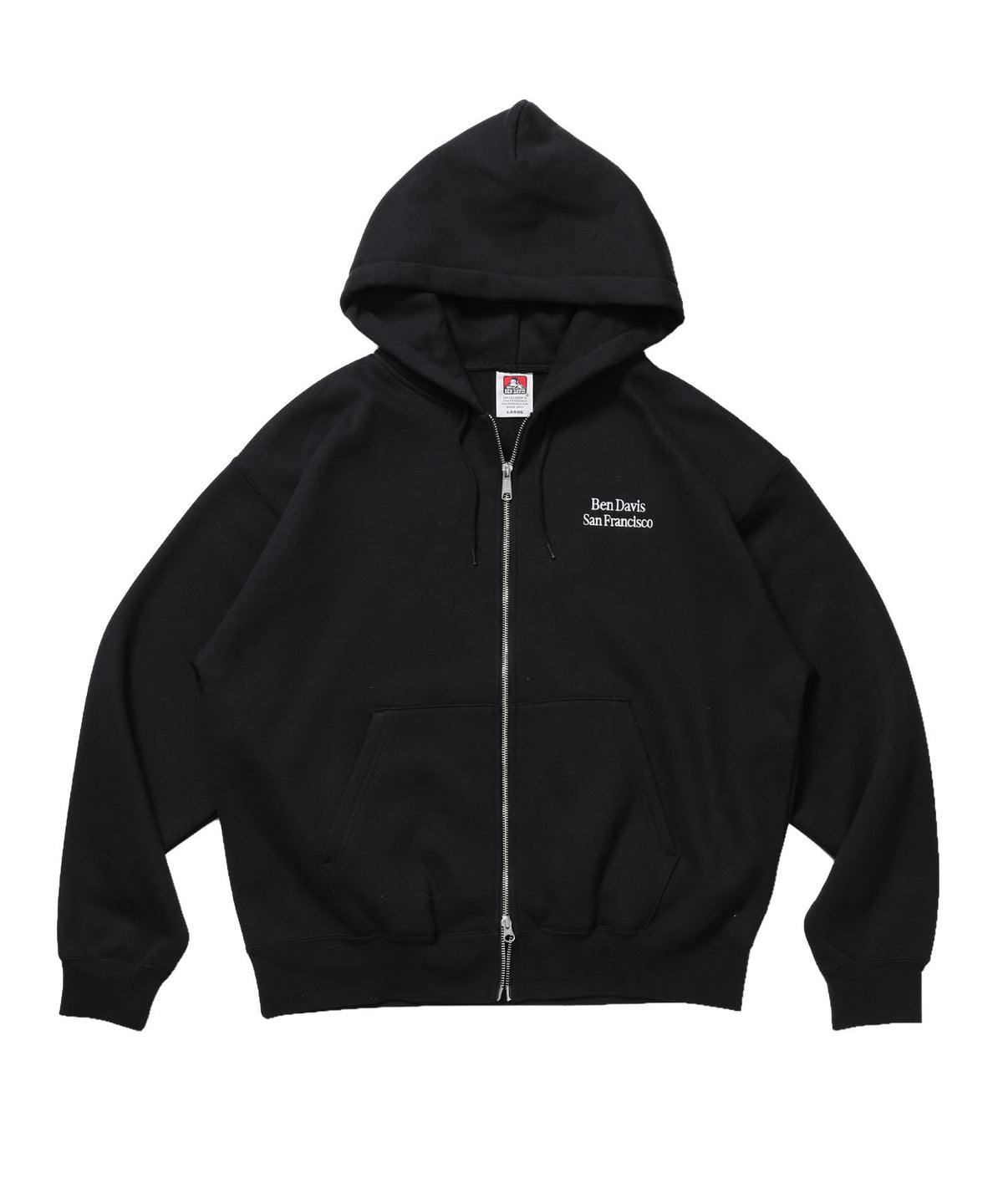 BD SWEAT ZIP HOODIE / スウェットパーカー Wジップ フーディ ワンポイント刺繍 裏起毛 ユニセックス ブラック
