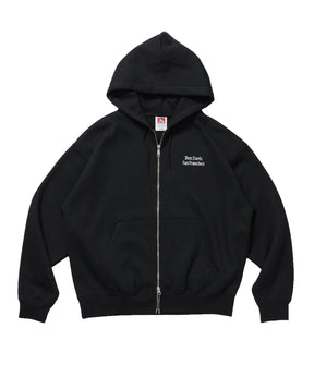 BD SWEAT ZIP HOODIE / スウェットパーカー Wジップ フーディ ワンポイント刺繍 裏起毛 ユニセックス ブラック