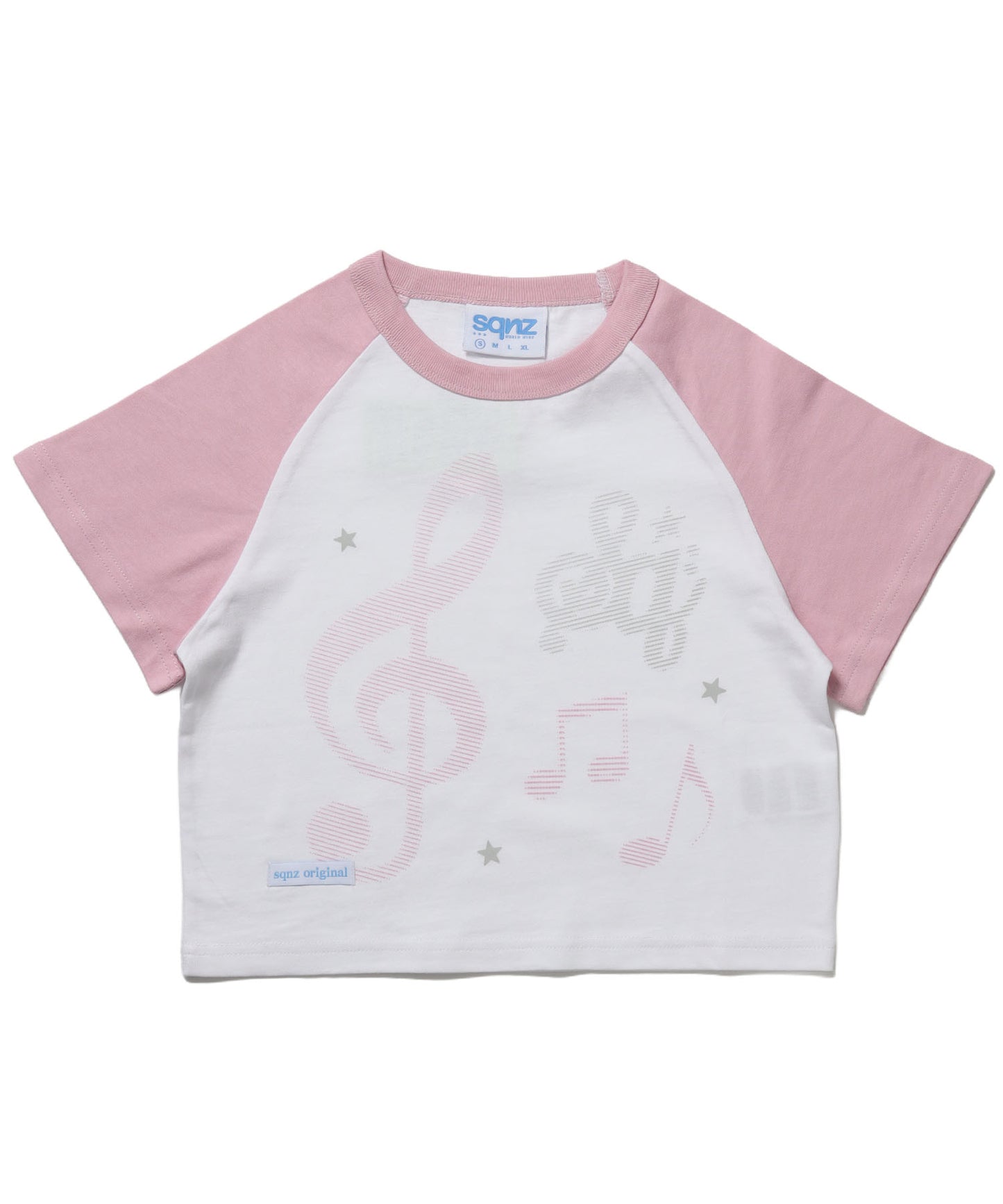 ※WEB限定 / プリントピチTシャツ / 配色ラグラン半袖Tシャツ / sqnz treble clef pt tee ピンク