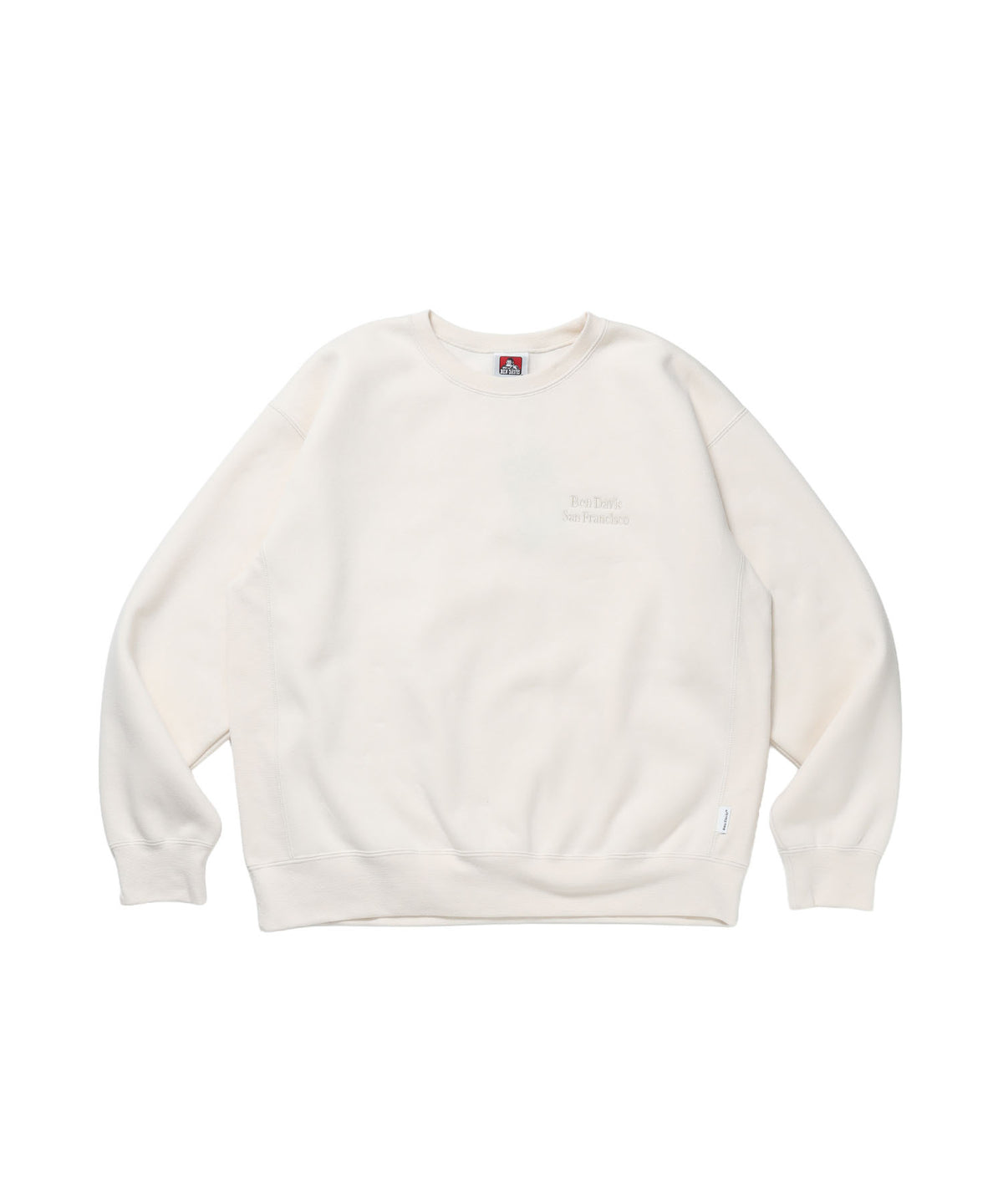 BD SWEAT CREW / スウェット クルーネック 裏起毛 ワンポイント刺繍 リサイズ ユニセックス ホワイト