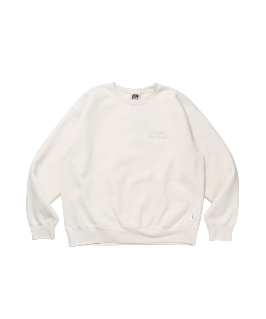 BD SWEAT CREW / スウェット クルーネック 裏起毛 ワンポイント刺繍 リサイズ ユニセックス ホワイト