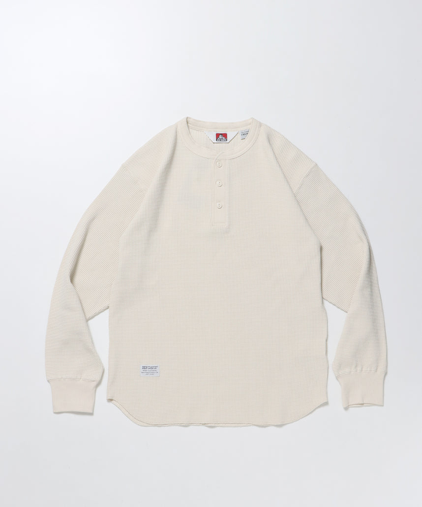 WAFFLE L/S HENLEY / ヘンリー ワッフル オーバーサイズ 長袖 レイヤード オフホワイト