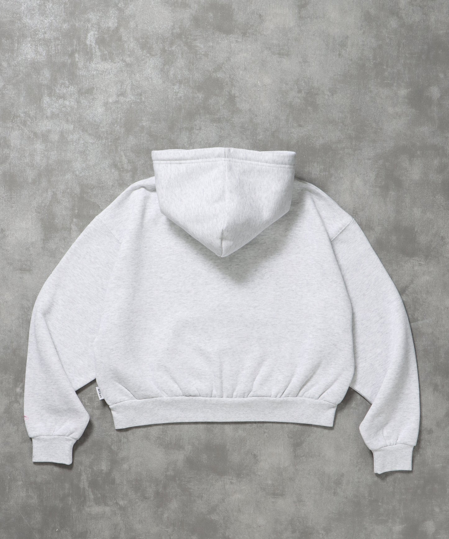 センター3D刺繍立体フードショート丈ZIPパーカー / レディース パーカー 裏起毛 ヘビーウエイト フーディ ダブルジップ 【短丈】 アッシュグレー