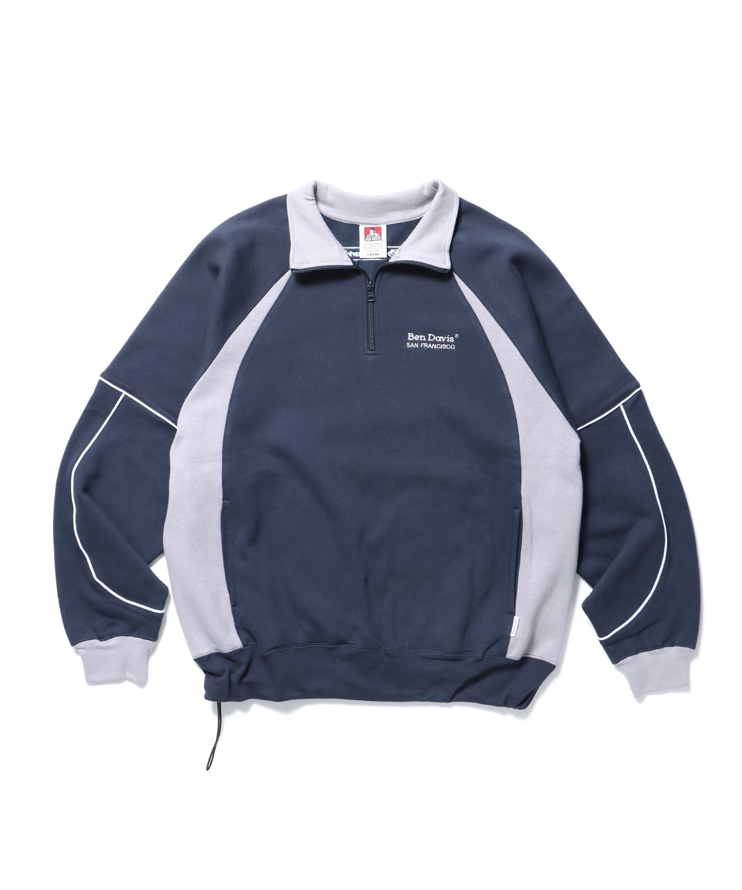 PIPING HALF ZIP SWEAT / ブロークコア シティガール シティボーイ パイピング ドローコード ゲーム テック ネイビー