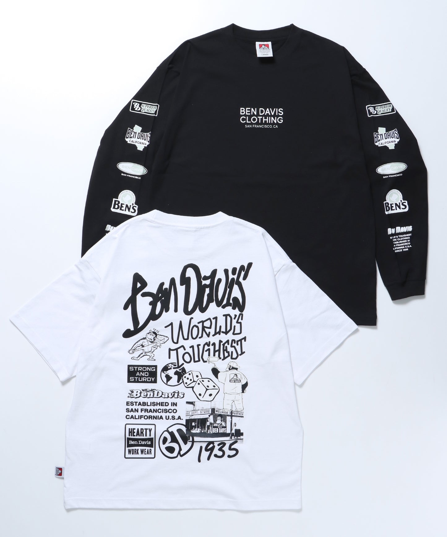 LS&SS 2TEES LAYERED TAGGING / Tシャツ ロンT 半袖 長袖 ビックサイズ ホワイト