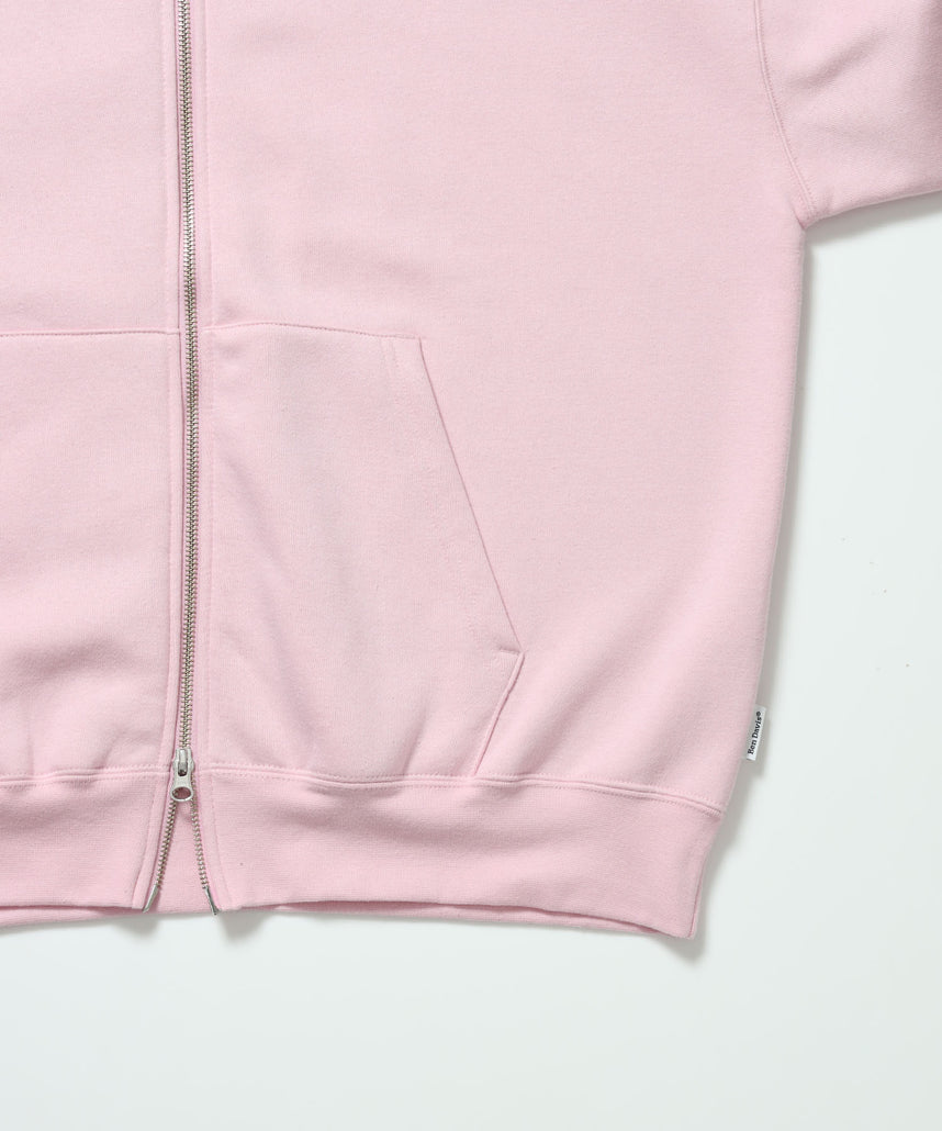 BD SWEAT ZIP HOODIE / スウェットパーカー Wジップ フーディ ワンポイント刺繍 裏起毛 ユニセックス ピンク