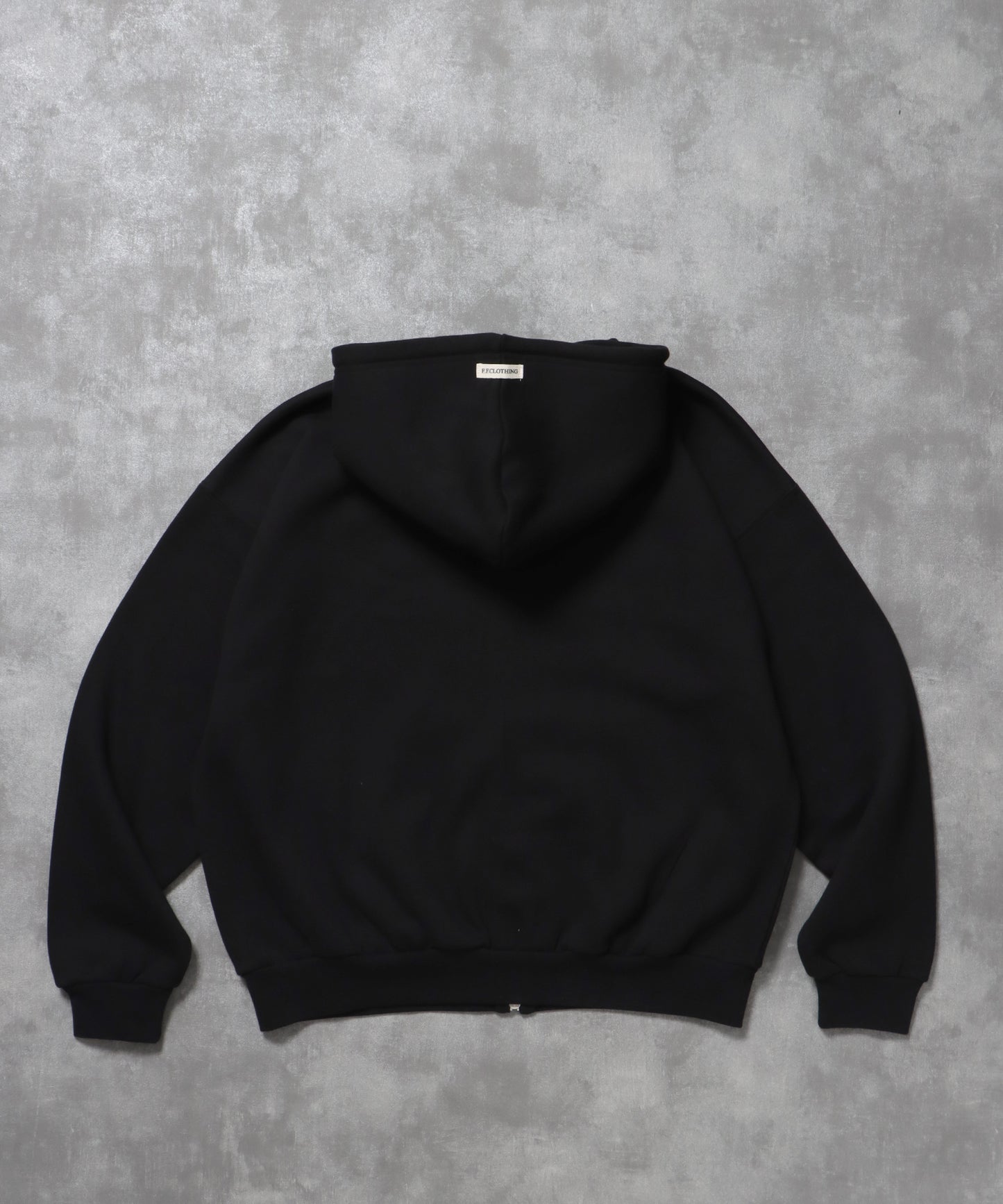 ヘビーウエイト2段ロゴZIPパーカー / パーカー 裏起毛 ジップ 刺繍 ロゴ フーディ ダブルジップ ブラック