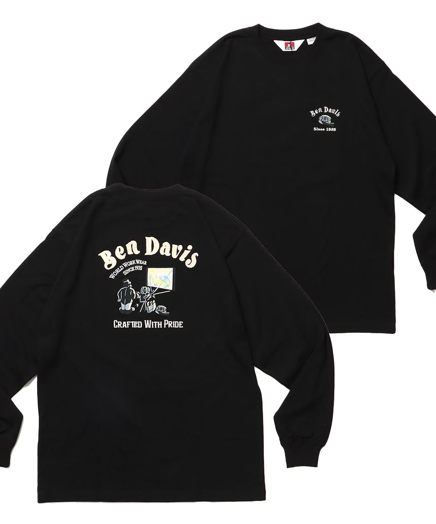 THEATER EMBRO L/S TEE[REG] / ロンT 長袖 ワンポイント レギュラーサイズ 刺繍 ブラック