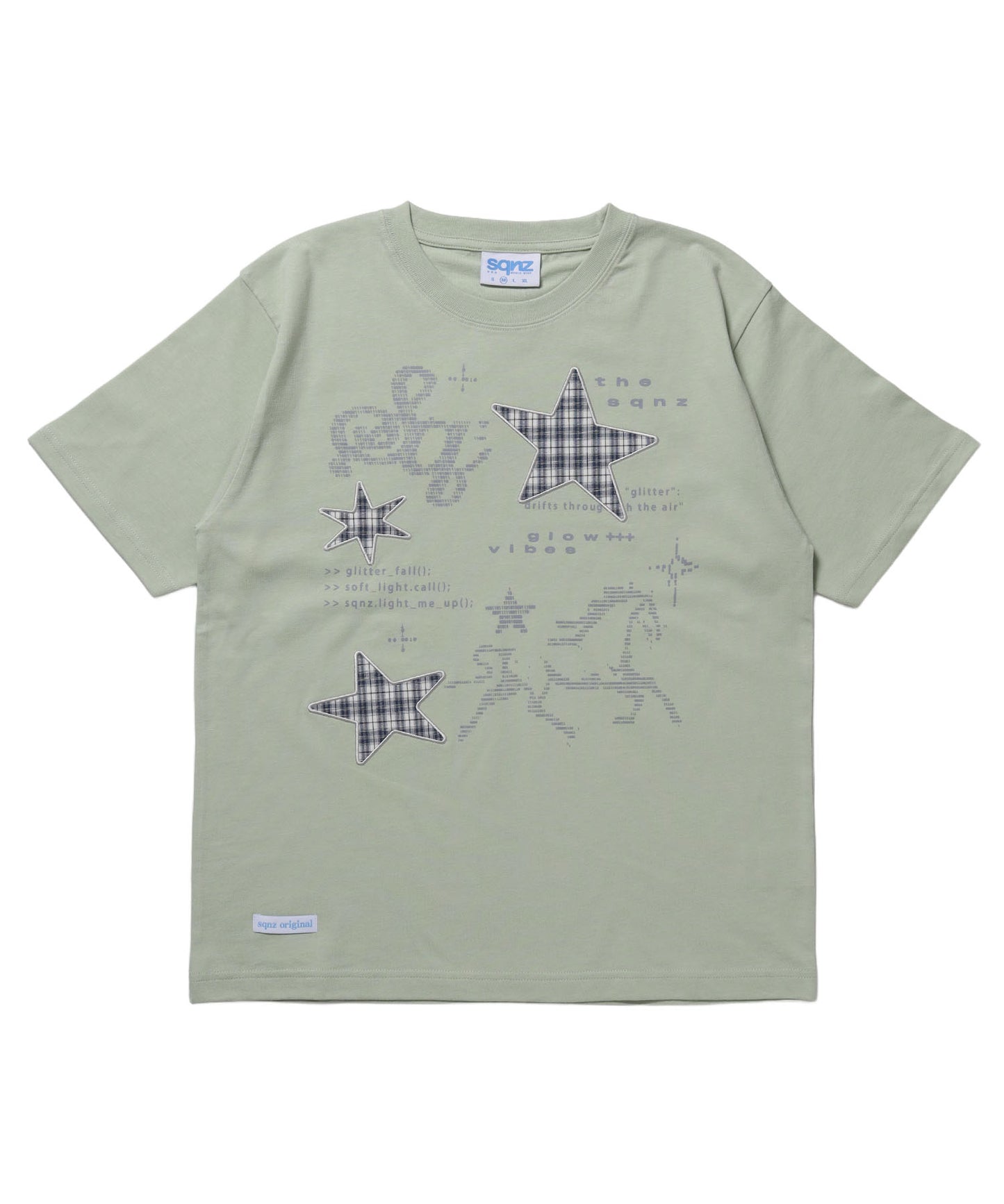 ※WEB限定 / ワッペン×チェック / モチーフデザイン半袖Tシャツ / sqnz motif applique tee /  ミント