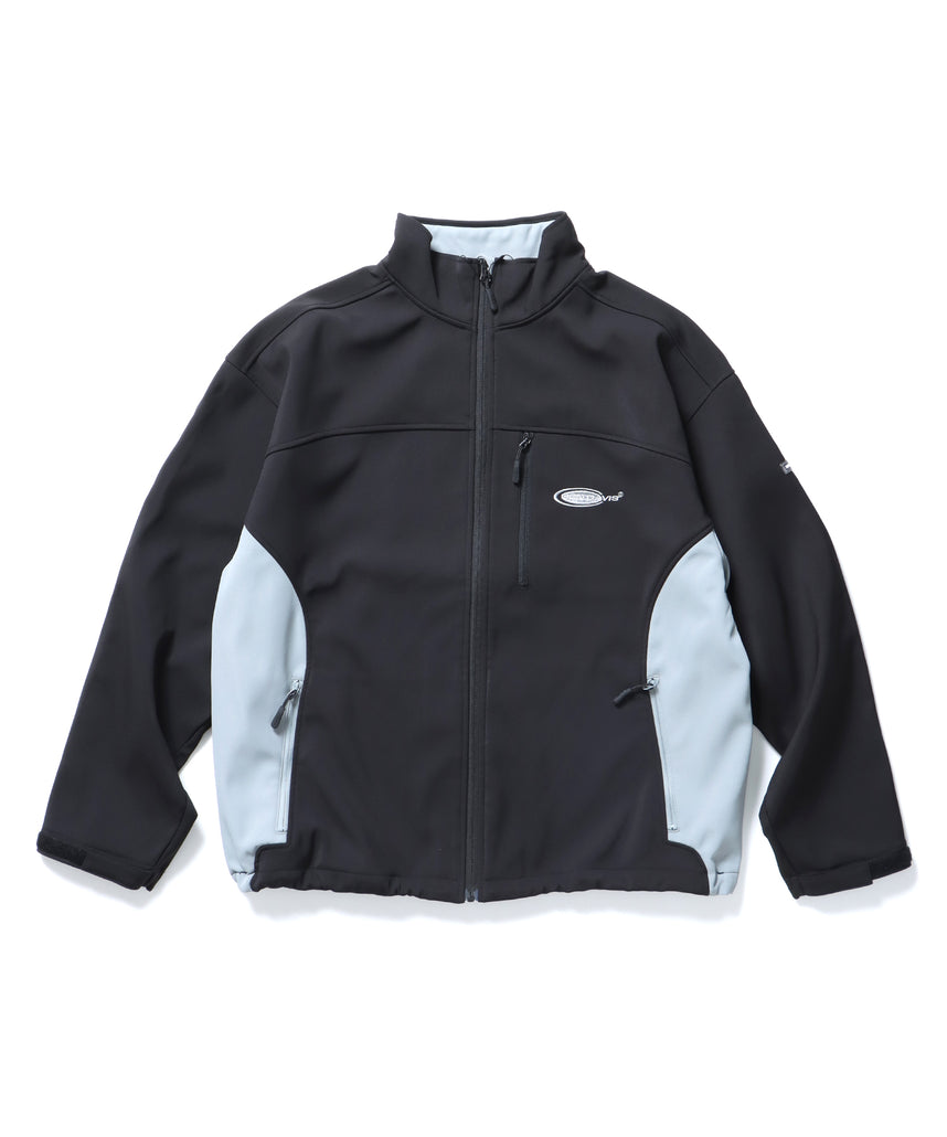 SOFTSHELL ACTIVE JACKET / ソフトシェル フリース ジップ ドローコード ブラック