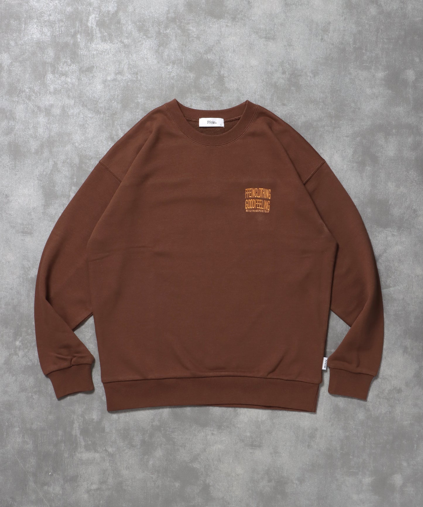 ヘビーウエイトワンポイント刺繍スウェット / スウェット トレーナー 裏毛 クルーネック ワンポイント ブラウン