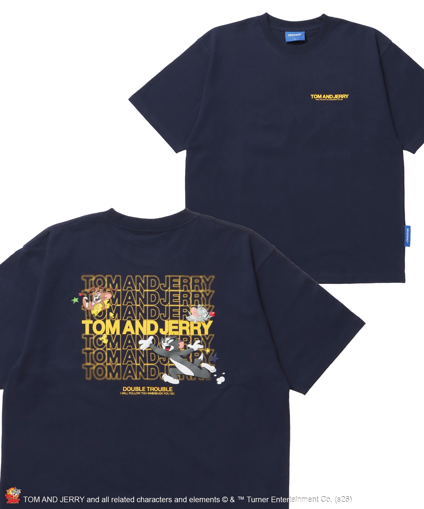 TJ BLUR LOGO TEE / トムとジェリー 半袖 クルーネック プリント ワンポイント ユニセックス オーバーサイズ ビッグシルエット レイヤード ダークネイビー