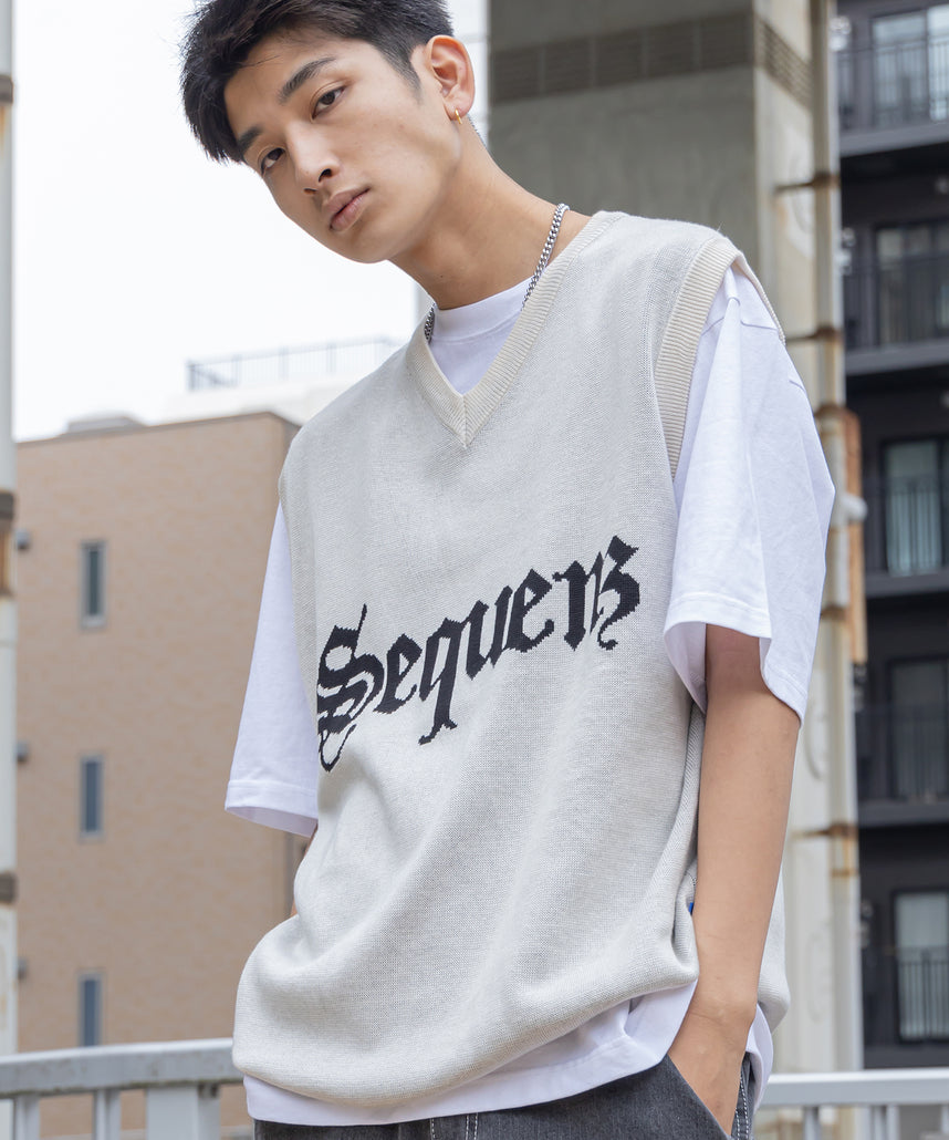 SEQUENZシークエンズ】B-LOGO KNIT VEST / ロゴ ニット ベスト 古着