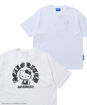 HK CIRCLE LOGO TEE / ハローキティ キティちゃん 半袖 クルーネック プリント ワンポイント ラインストーン プリント ホワイト