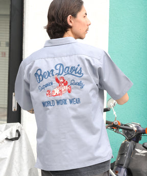 RACER S/S WORK SHIRT / 半袖 シャツ ワーク レギュラーカラー ボックスシルエット ライトグレー
